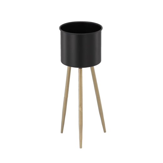 Elegantno metalno postolje za cvijeće 18 × 18 × 50 cm, crno sa zlatnim nogicama