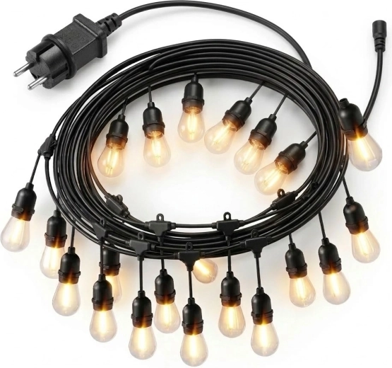 Vrtni svjetlosni lanac 20 m, 20× LED žarulja, toplo bijela 2700K, IP44, 9 W