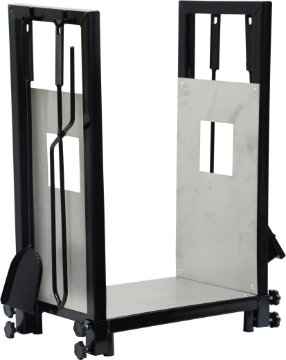 Kaminjska košara s priborom, nehrđajući čelik i čelik, set 4 dijela, visina 62 cm