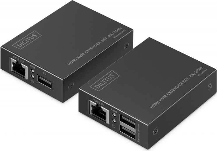 HDMI produživač preko mrežnog kabela CAT6 4K/30 Hz s KVM USB 1.1 i IR upravljanjem (set odašiljač + prijamnik)