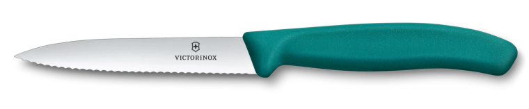 Kuhinjski nož za voće i povrće VICTORINOX Swiss Classic, 10 cm, nazubljen, šiljat, zeleni