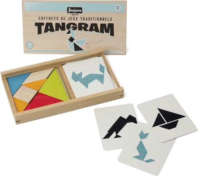 Jeujura tangram s predlošcima u drvenoj kutiji