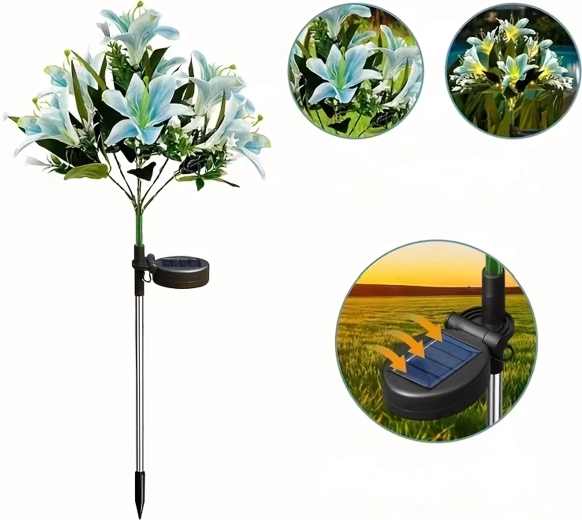 Solarna vrtna lampa u obliku ljiljana za zabijanje u tlo