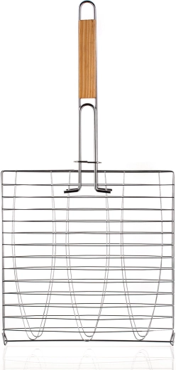 Košara za roštilj za ribu s drvenom drškom 54 × 27 × 27 cm