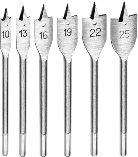 Set plosnatih svrdla za drvo DREL 10–25 mm, 6 dijelova