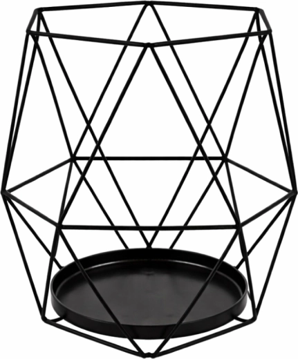 Metalna geometrijska lanternica za svijeću, crna, 15 × 15 × 18 cm