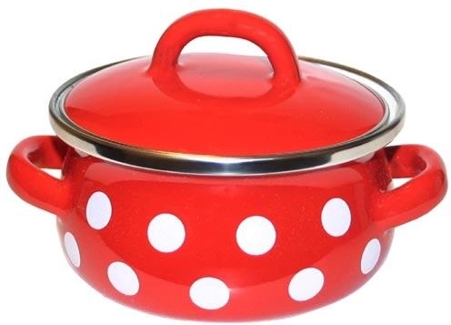 Kastrul s poklopcem 0,8 l, promjer 12 cm, crvena točkica