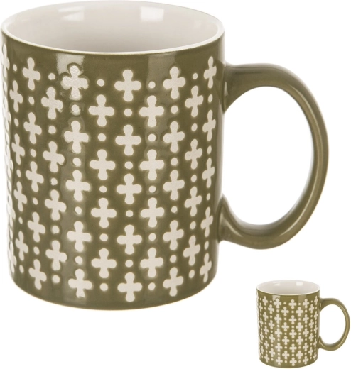 Keramička šalica s uzorkom križeva 350 ml zelena