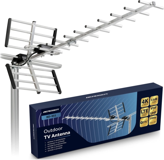 Vanjska usmjerena TV antena 4K s LTE filtrom BERDSEN BD-951