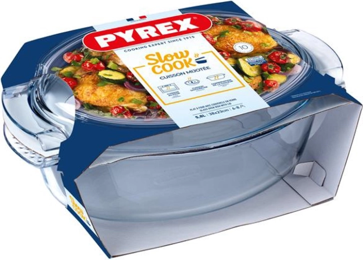 Ovalna posuda za pečenje s poklopcem PYREX 5,8 l – staklena