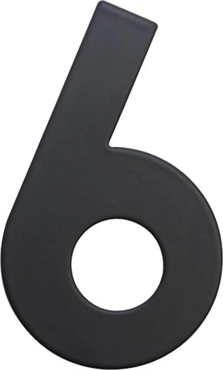 Kućni broj 6, 75 mm, nehrđajući čelik, mat crna