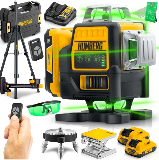 Križni laser HUMBERG HM-171 u koferu sa stativom, 4D 16 linija, zeleni snop