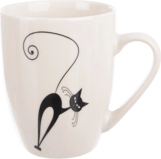 Porculanska šalica s motivom mačke crno-bijela 370 ml