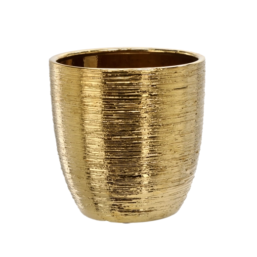 Keramička navlaka za cvjetnjak 25 × 25 × 25 cm zlatna