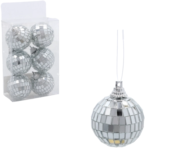 Set božićnih ukrasa disko kugle 4 cm, 6 kom