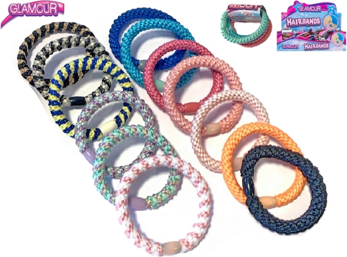 Glamour narukvica i gumica za kosu 2-u-1 – set 4 kom, mješavina boja