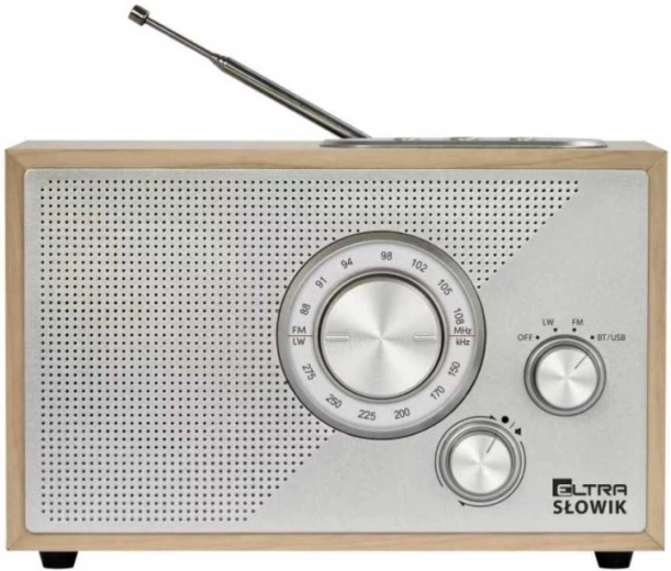 Stolni radio Słowik s USB i Bluetooth, svijetlosmeđe drvo
