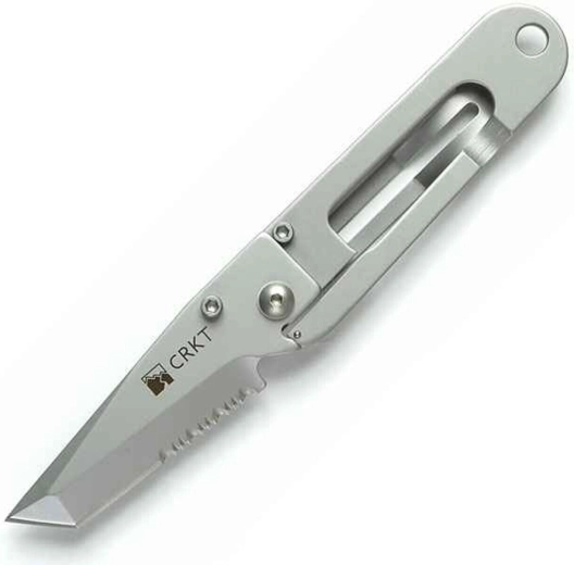 CRKT K.I.S.S. džepni nož 5,7 cm, djelomično nazubljeno oštrice, bead blasted, potpuno metalni