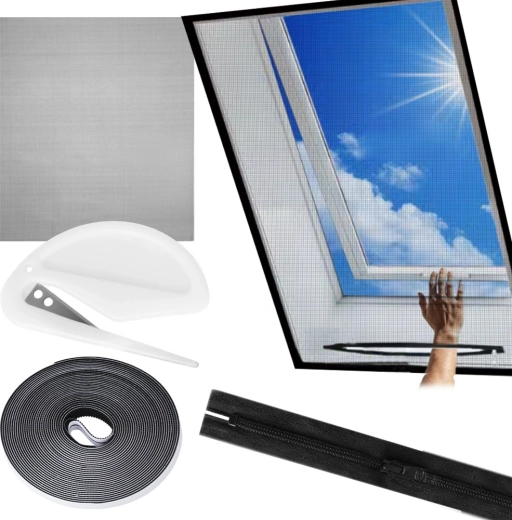 Mrežica protiv insekata za krovni prozor, crna 140 × 120 cm