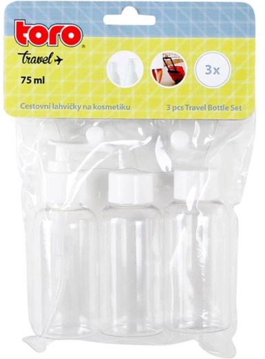 Set od 3 putne bočice za kozmetiku s pumpicom, prozirne