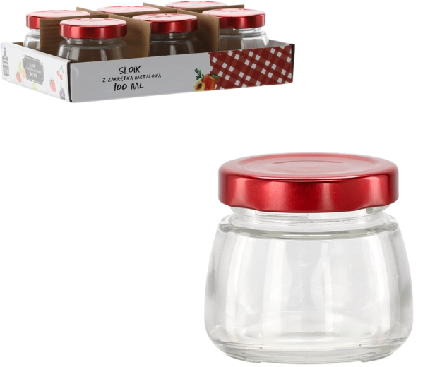 Staklenka 100 ml s crvenim metalnim poklopcem