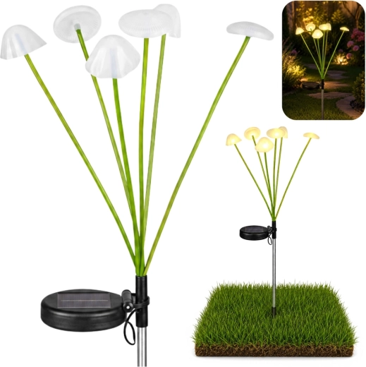 Solarna vrtna dekorativna LED lampa „gljivice” s toplim svjetlom 70 cm