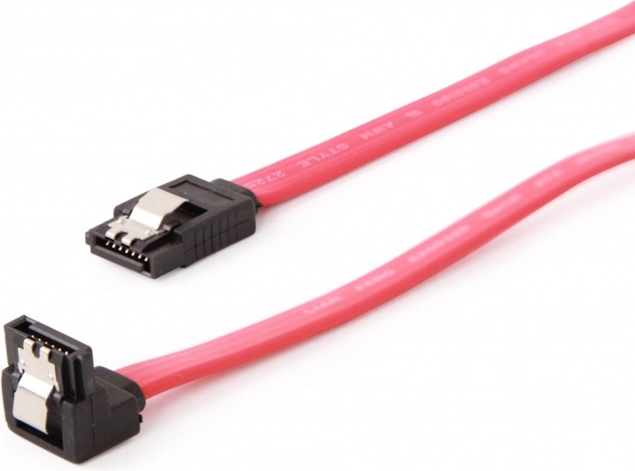 SATA III podatkovni kabel 10 cm s metalnim kopčama, ravni i 90° konektor