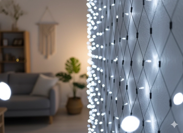 Svjetlosna mrežasta zavjesa LED 320 hladno bijelih, 3 × 2 m, interijer i eksterijer