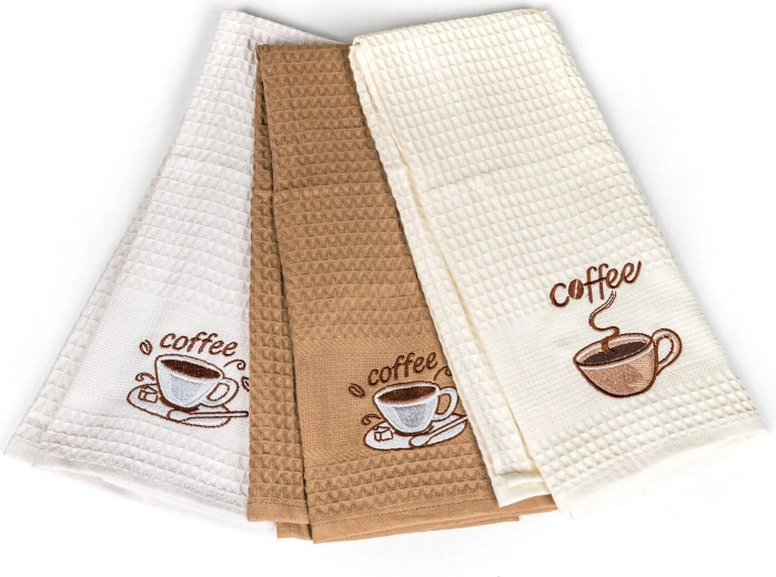 Kuhinjske vafl krpe Coffee 45 × 70 cm, 100% pamuk, set 3 kom
