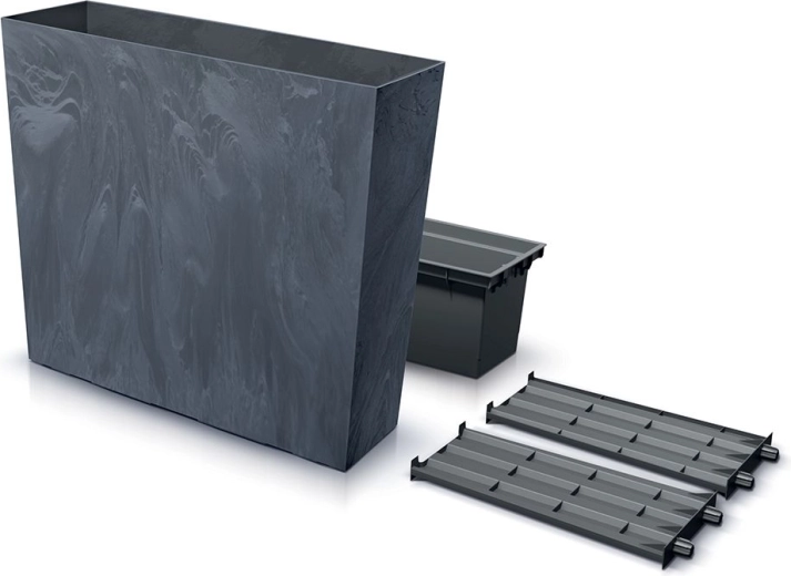 Visoka žardinjera s uloškom URBI CASE Beton Effect T 77 cm antracit