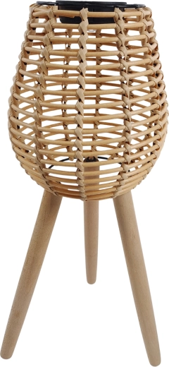 solarni ratanovski lampion na drvenim nogama 52 cm led