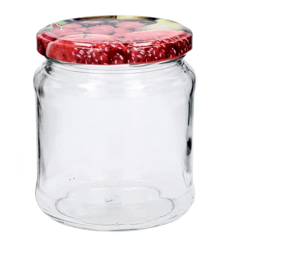 Staklenka 450 ml s navojnim dekorativnim poklopcem FI 82