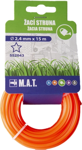 Zamjenska struna za trimer 2,4 mm zvjezdasti profil, 15 m – tamno narančasta najlonska
