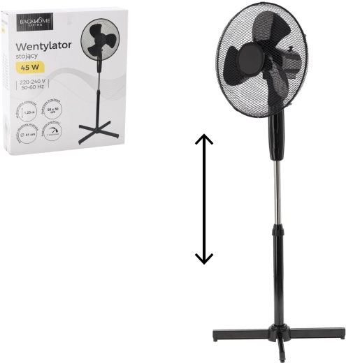 Stojeći ventilator crni 45 W
