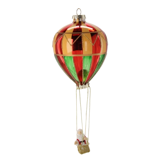 Stakleni božićni ukras – balon na vrući zrak 8 × 10,7 cm, set od 6 kom
