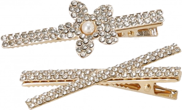 Ukopčice za kosu, ukosnice BLING 2 kom. - zlatne, mješavina uzoraka