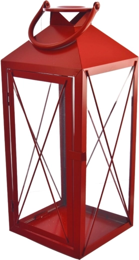 Velika metalna lanterna crvena 47 cm