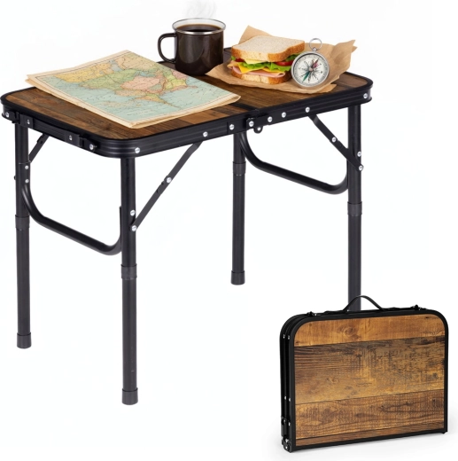MultiGarden turistički kamp stol 60 × 40 cm, sklopiv u kofer, stari hrast
