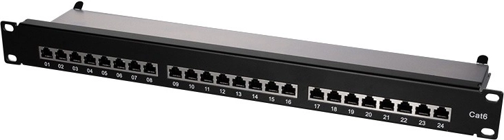 Patch panel LOGILINK CAT6 19" s 24 portova, oklopljen, crni