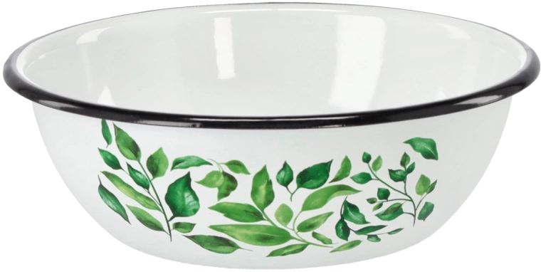 Emajlirana zdjela 1,5 l, promjer 20 cm – bijela s motivom fikusa