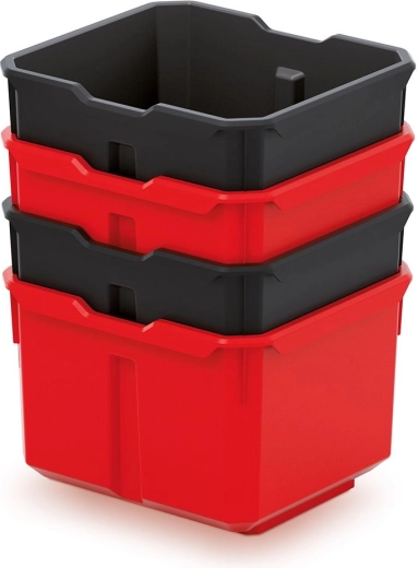 Set od 4 plastičnih spremnika X Block Box, crna/crvena, 157 × 140 × 210 mm