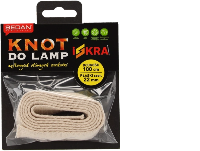 Ravni pamučni fitilj 22 mm × 100 cm za lampe i baklje
