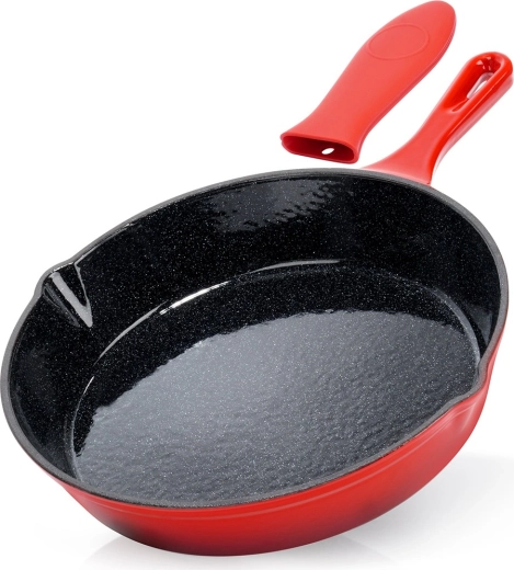 lijevanoželjezna tava s emajlom i silikonskim navlakom cast enamel 25 cm