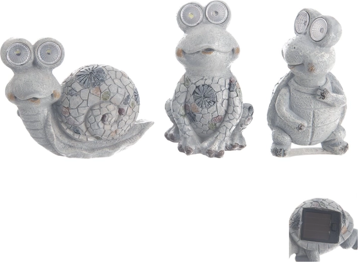 Solarna vrtna dekoracija – životinjica od polystonea, siva 14 × 7 × 11,5 cm (3 varijante)