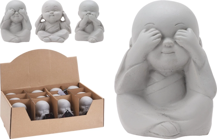 Dekorativna cementna figurica Bude 7,5 × 7 × 8 cm – mix 3 motiva