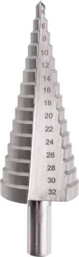 Stepenasto svrdlo HSS 4–32 mm, 15 stupnjeva