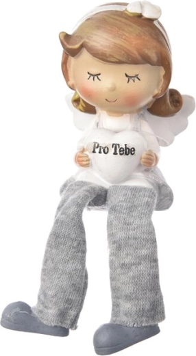Anđeo „Za tebe“ – sjedeći, sivi, od polystonea
