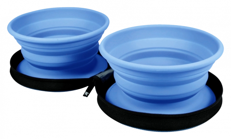 Putna dvostruka zdjelica za pse i mačke KIWI WALKER – plava, 2 kom