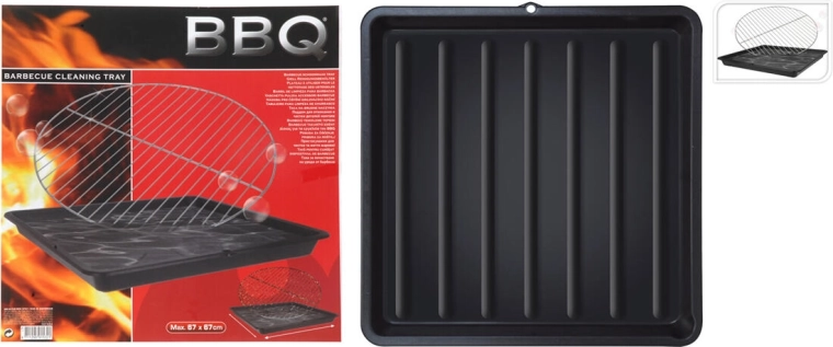 Pladanj za pranje BBQ rešetki i pribora, 67 × 67 × 6 cm, plastika, crni