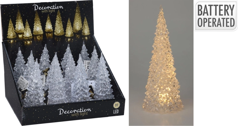 Dekorativno LED drvce od akrila 17 × 7 cm, toplo bijela